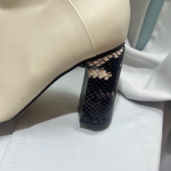 Vero Cuoio Cream Snakeskin Calf Leather Heeled Boots Size 37 - Picture 4 of 5
